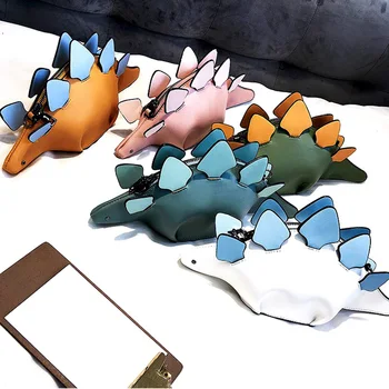 Kūrybinės animacijos keturių spalvų dinozaurų įstrižainės cross-kūno gyvūnų chameleonas pečių maišą rankinėje prabangių dovanų maišelis